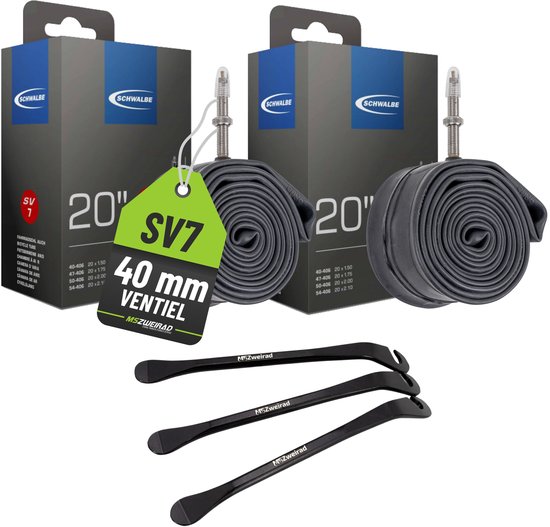 YUNSCM 2-PCS 20-inch Fietsbanden 20x1.95/54-406 60TPI and 20-inch Binnenband Schrader Valve Compatible with Mountain/Off Road 20x1.90 20x1.95 20x2.0Fietsbanden and Binnenband