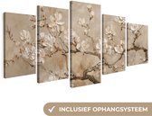 Ensemble de peintures sur toile 200x100 cm - Décoration murale 5 pièces - Beige - Fleur - Moderne - Décoration murale salon - Décoration chambre - Accessoires chambre - Peintures sur toile