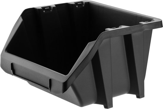 Caisse empilable d'atelier KADAX, petite boîte de tri en plastique PP, boîte de rangement de différentes tailles et couleurs, boîtes de rangement pour murs d'outils (noir, lot de 10 - 214 x 198 mm)