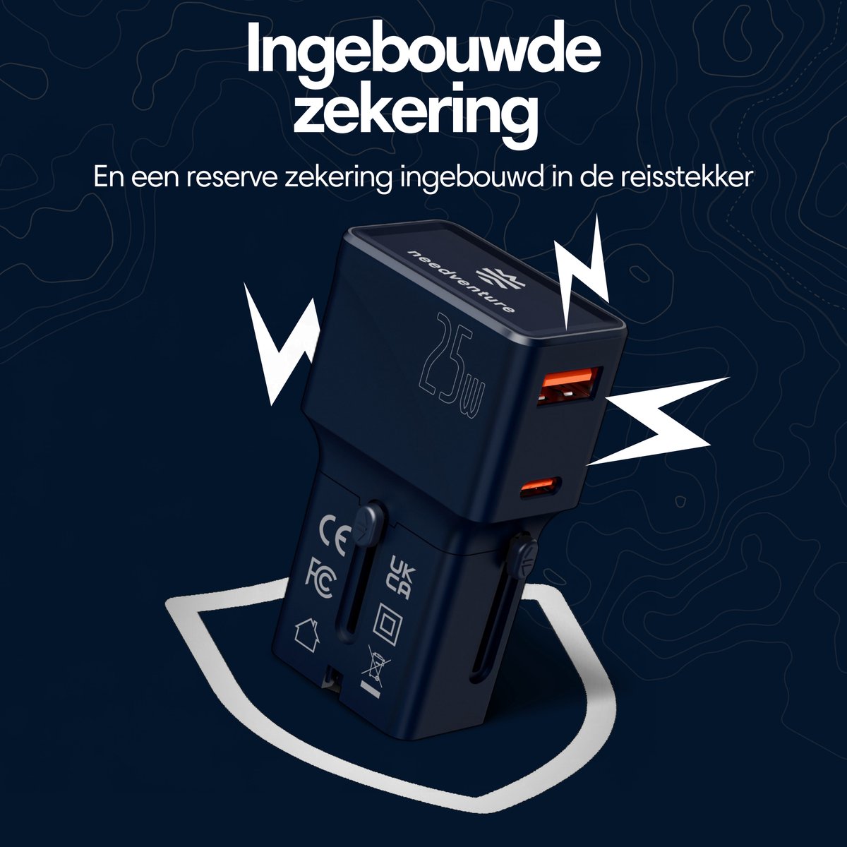 needventure® Mini Reisstekker 213 landen - Universele Wereldstekker - 2 USB-C & 3 USB-A - Reisadapter Wereld Amerika (USA), Engeland (UK), Australië, Zuid Amerika, Afrika, Thailand - USB C Fast Charge Functie — cadeau in Gadgets - foto 8