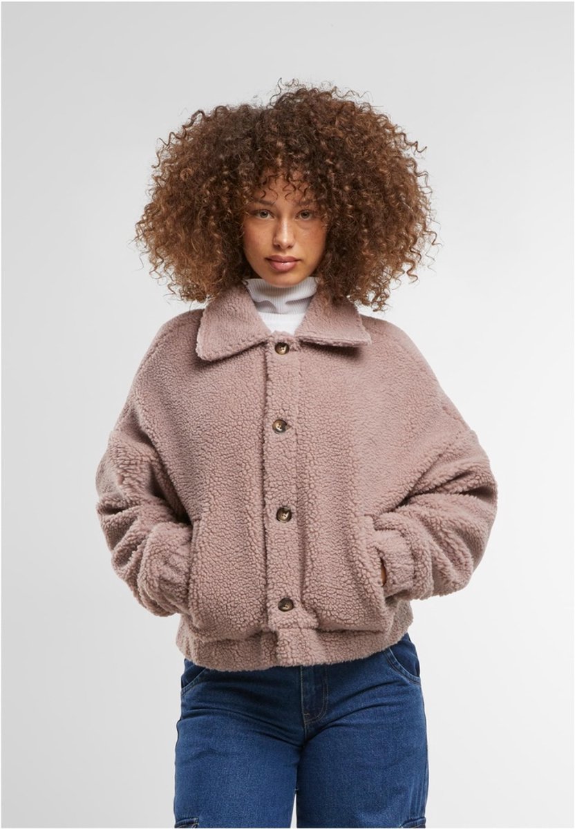 Urban Classics Short Sherpa Button Jacket 4XL Roze