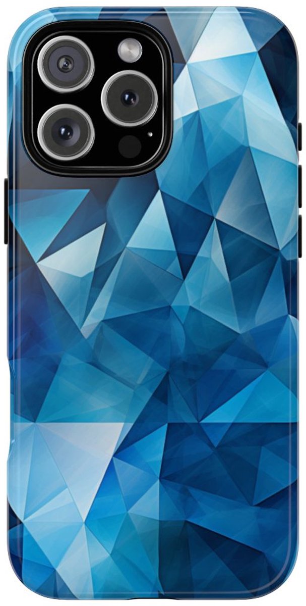 Blauw Geometrisch Driehoekenpatroon – Telefoonhoesje Geschikt voor iPhone 16 Pro Max