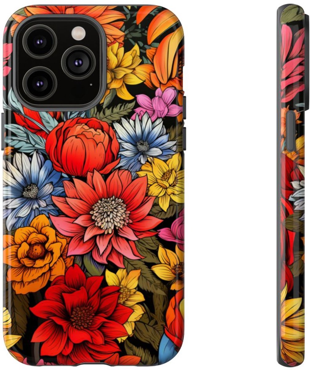 Levendig Bloemenpatroon – Telefoonhoesje Geschikt voor iPhone 14 Pro Max
