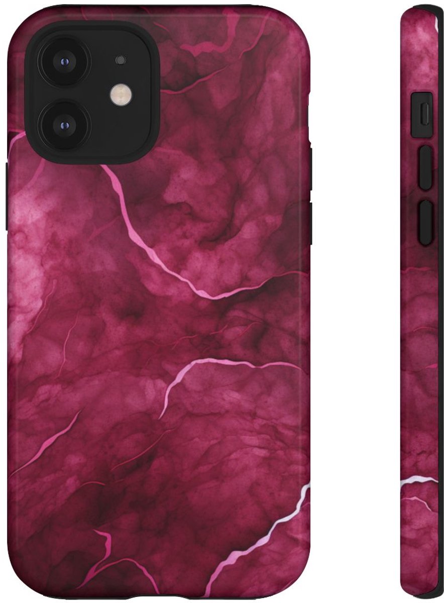 Abstracte Bourgondische Marmerstructuur – Telefoonhoesje Geschikt voor iPhone 12