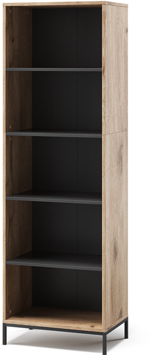 Vicco Eliza Boekenkast – 60 x 180 cm met 5 compartimenten Viking Eik