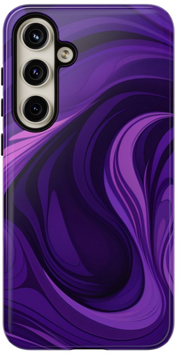 Paarse Abstracte Golfpatroon – Telefoonhoesje Geschikt voor Samsung Galaxy S24 Plus