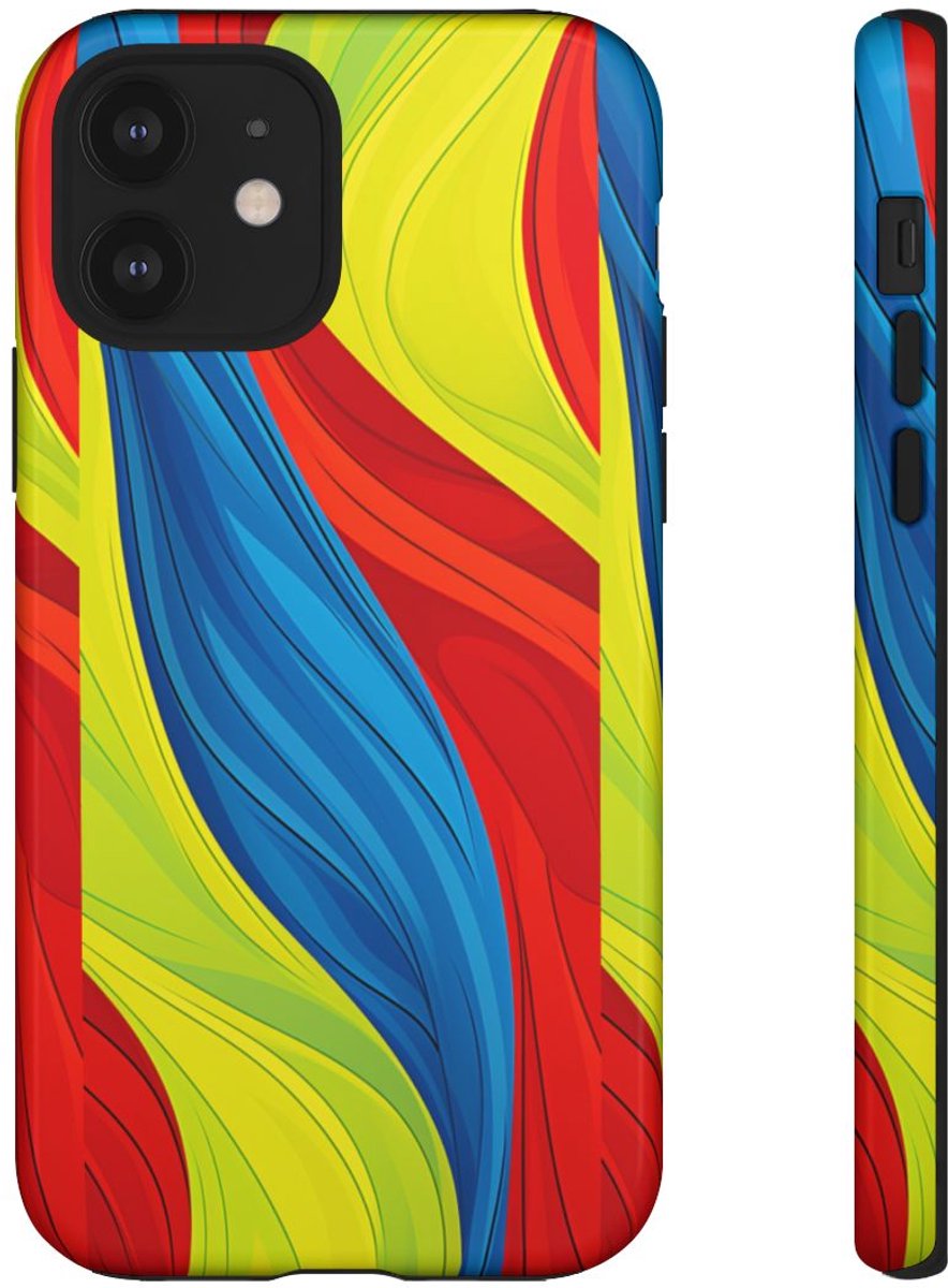 Kleurrijk Abstract Golfpatroon – Telefoonhoesje Geschikt voor iPhone 12