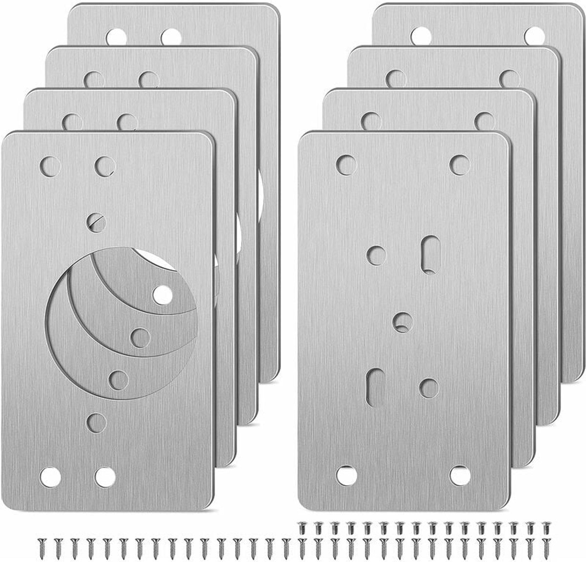 EXCITAT Reparatieplaat voor kastscharnieren - Reparatieset - Reparatieplaat voor scharnieren - voor meubels, laden - 9 x 4,7 cm - 8 stuks