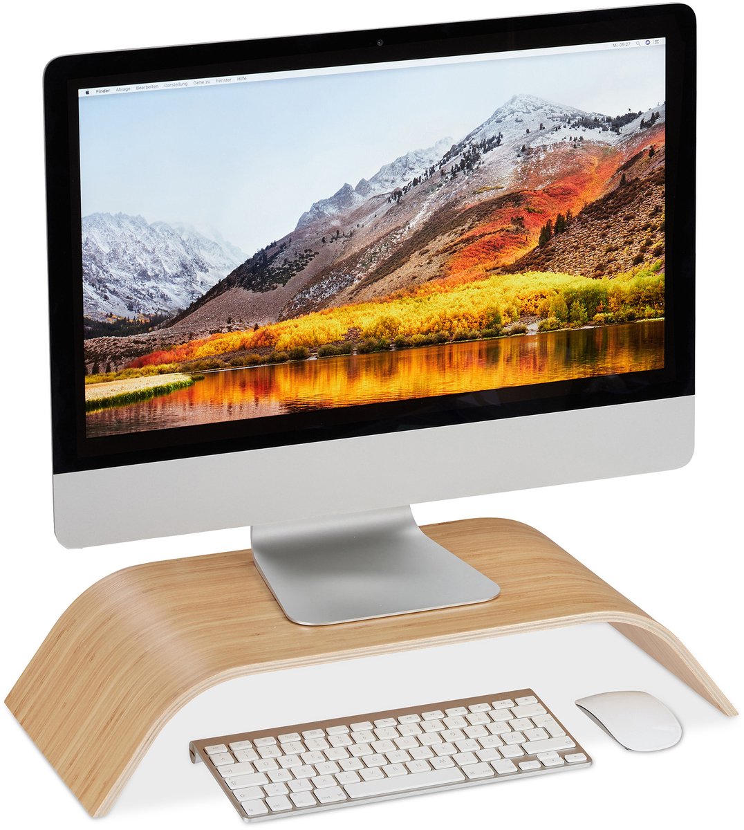 Image of 2x monitorstandaard - bamboe - monitor verhoger - beeldscherm standaard