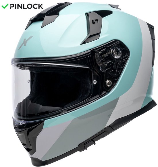 MOTOBLOUZ MIRAGE ZEPHYR Casque Intégral - Casque Homologué ECE 22.06 Scooter, Moto & Cyclomoteur - Hommes & Femmes - bleu/blanc/gris Brillant - XL