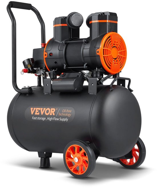 HYCHIKA Draagbare Luchtcompressor – 800W, 115 Psi, 60 L/min, 62 DB, Olievrij, Stalen Tank 42 Lbs – Voor Binnen- En Buitengebruik