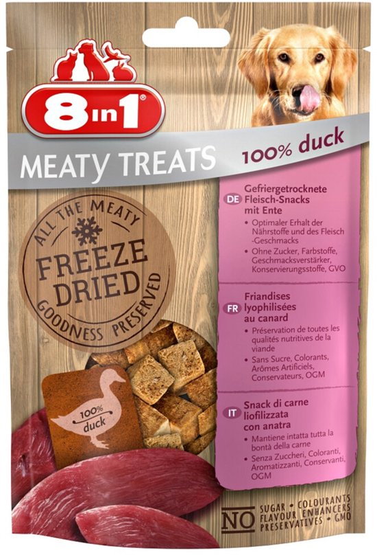 8in1 Meaty Treats Eend - 8 x 50 gr - Voordeelverpakking