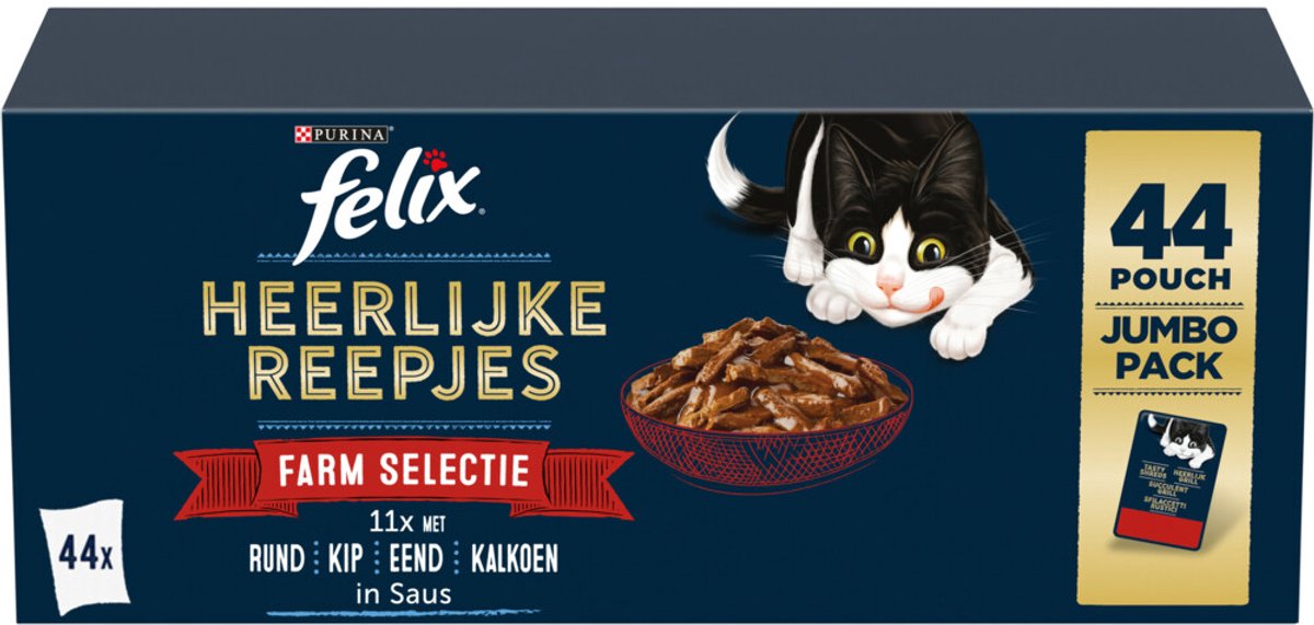 Felix Heerlijke reepjes - Kattenvoer - Rund Vis