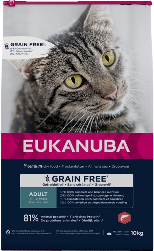 Eukanuba Adult Graanvrij Kattenvoer Zalm - 10 kg