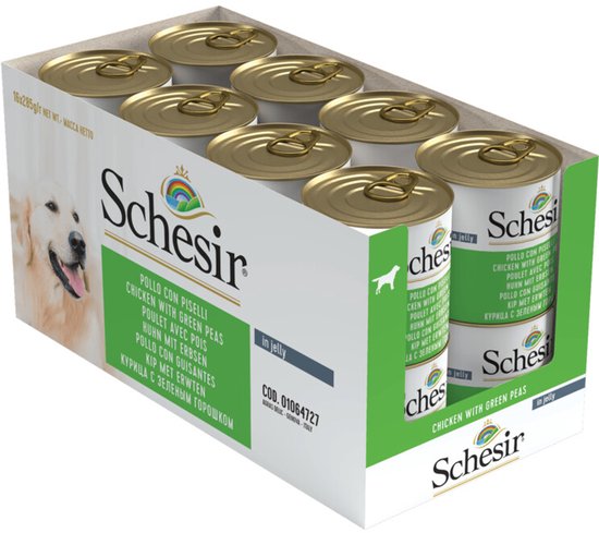 Schesir Hondenvoer Kip Erwten in Gelei - 16 x 285 gr - Voordeelverpakking