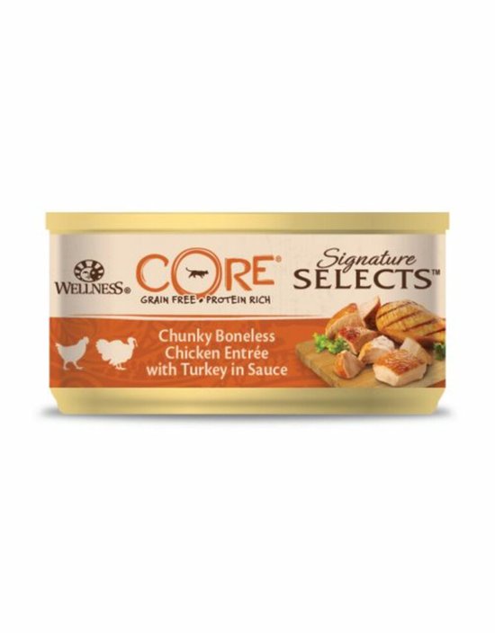 Wellness Core Signature Selects Chunky Kip/Kalkoen - Kattenvoer - 24 x 79 g