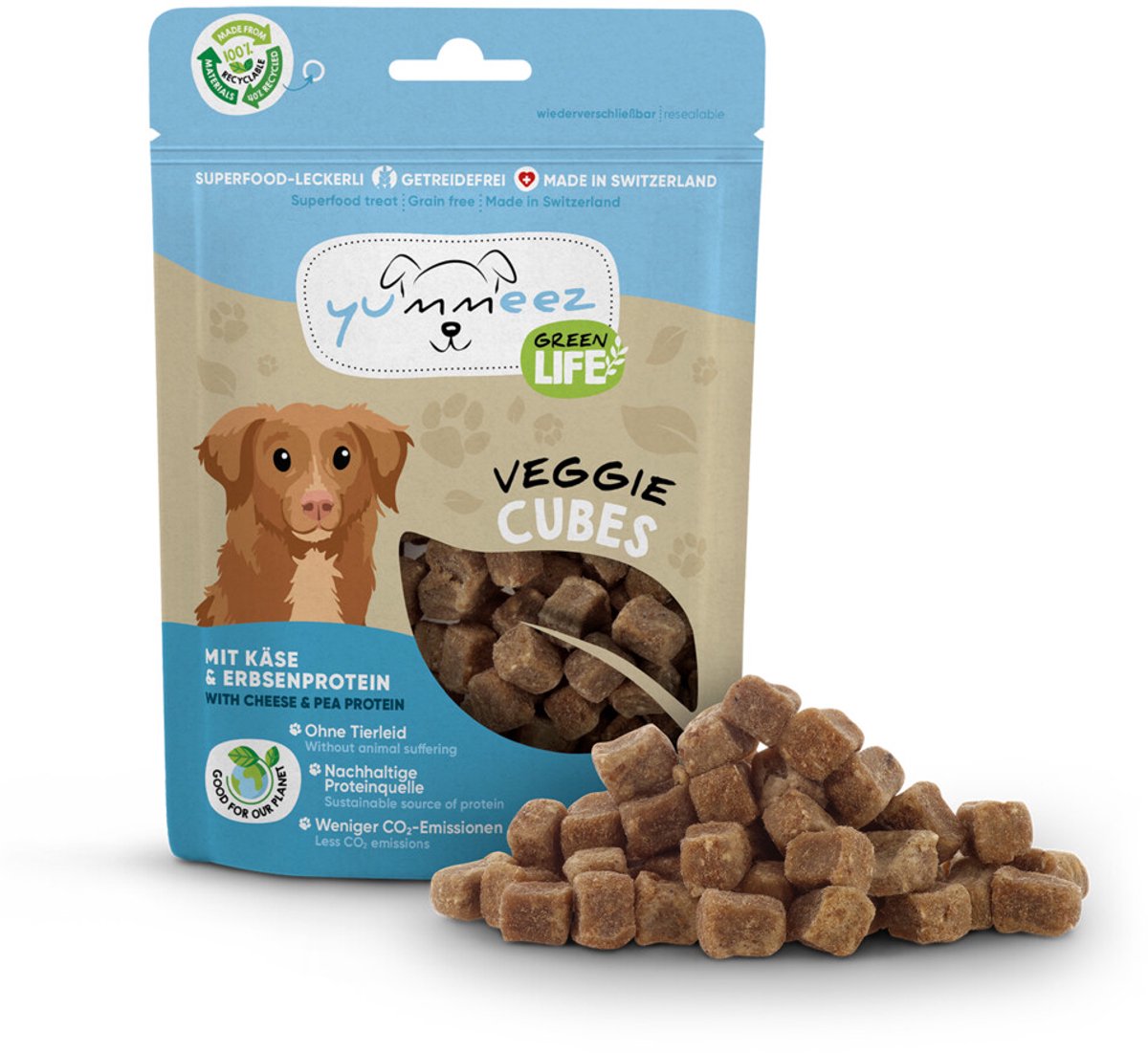Yummeez Green Life Cubes Hondensnack Veggie - 8 x 100 gr - Voordeelverpakking