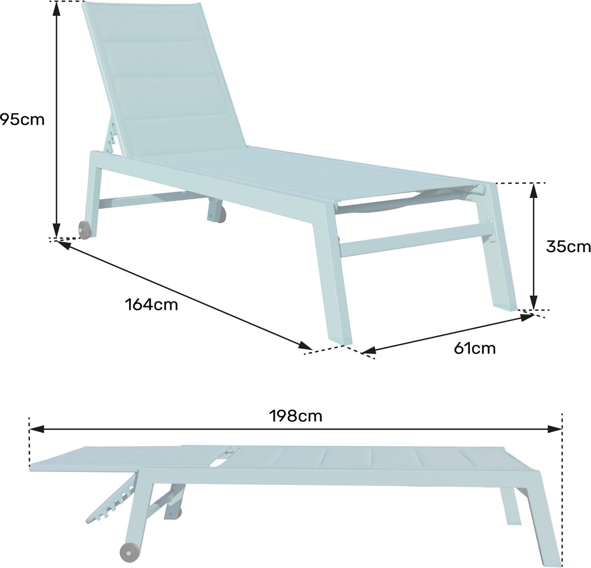 Set van 2 BARBADOS zonnebedden in grijs textilene - wit aluminium