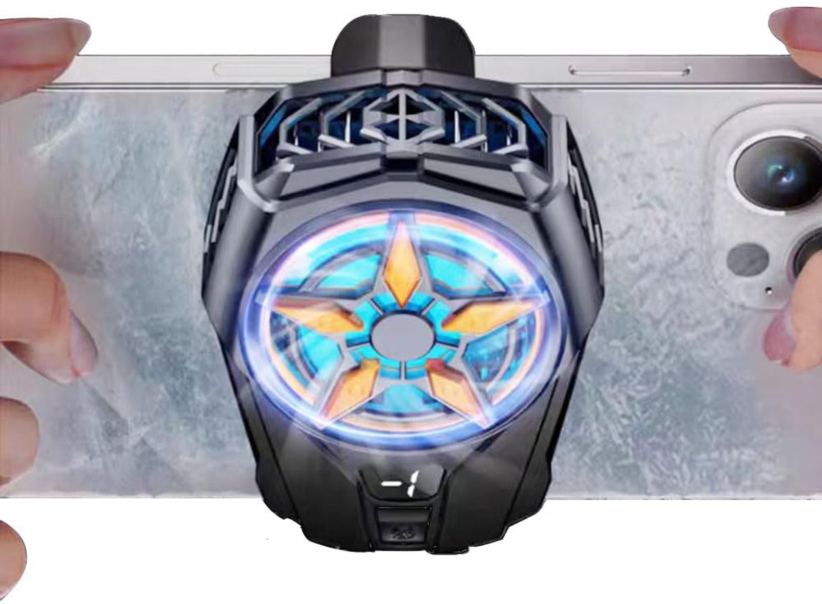 Koelventilator voor mobiele telefoons voor alle soorten smartphones, met LED-temperatuurweergave, geschikt voor TikTok-live-uitzendingen, bloggen in de buitenlucht en mobiel gamen.