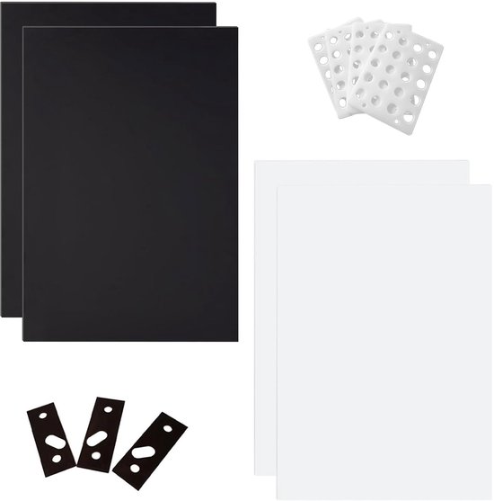Produktbild von ABS Gravurplatte 30x20 Cm – 4 Stück, 1,3 Mm, Weiß-schwarz, Lasergravierbar, Für Schilder & DIY-Projekte