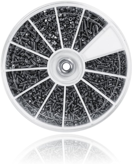 600 Stuks 12 Soorten Kleine Schroeven Moeren Assortiment Kit M1 M1.2 M1.4 M1 .6, Hardware Uts en Bouten Assortiment Kit voor Horloges Bril met Koffer