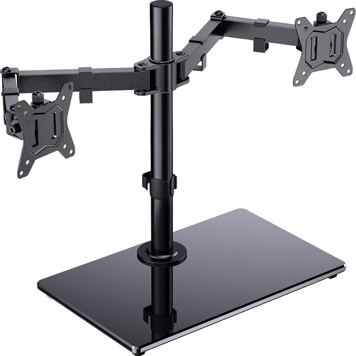 MKSS® Monitor Arm 2 Schermen - Standaard - Verhoger - Zwart