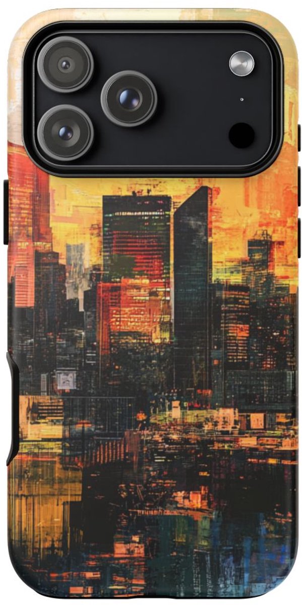 Abstracte Stedelijke Zonsondergang – Telefoonhoesje Geschikt voor iPhone 17 Pro Max
