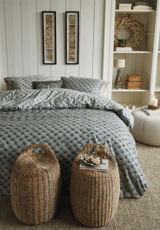 Rivièra Maison Woven Wool dekbedovertrek - Tweepersoons - 200 x 200/220 cm - Groen van Merkloos — afbeelding 5