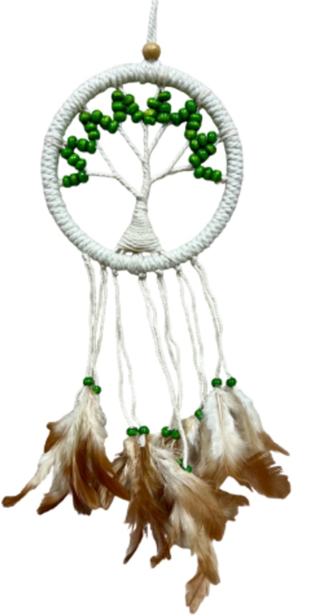 Ruben Robijn Dromenvanger - Tree of Life - groen - 12cm - Dreamcatcher n.n.b