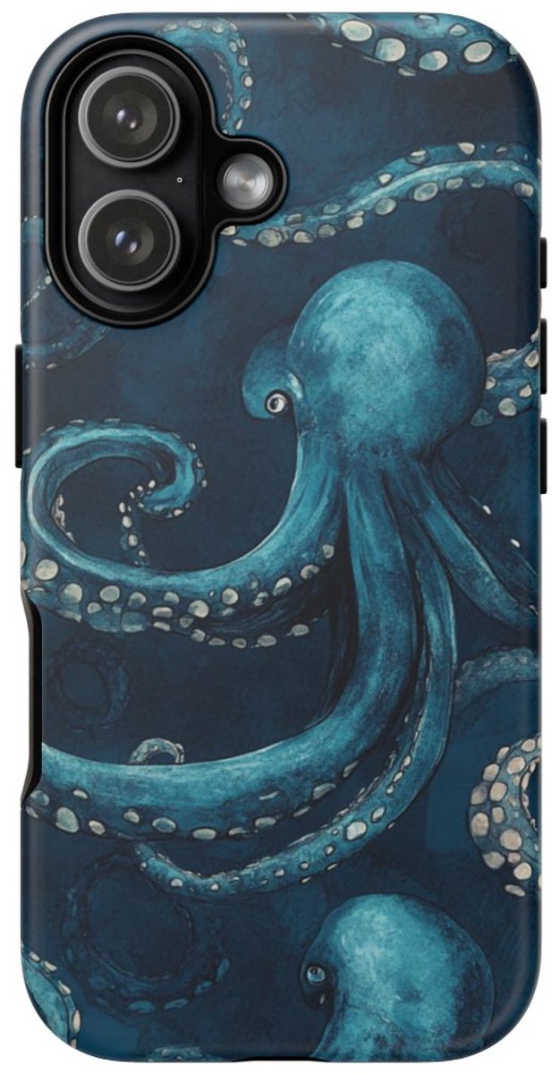 Blauw Octopuspatroon – Telefoonhoesje Geschikt voor iPhone 17