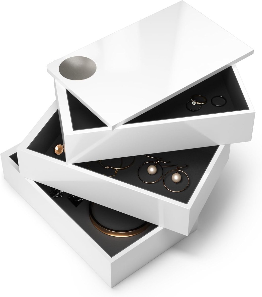 Sieradendoos met Rotating Schappen - Wit