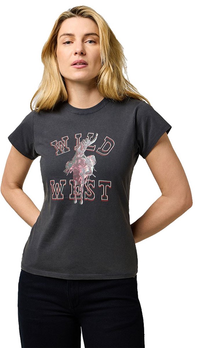 Wrangler Shrunken Band T-shirt Met Korte Mouwen S Vrouw Zwart