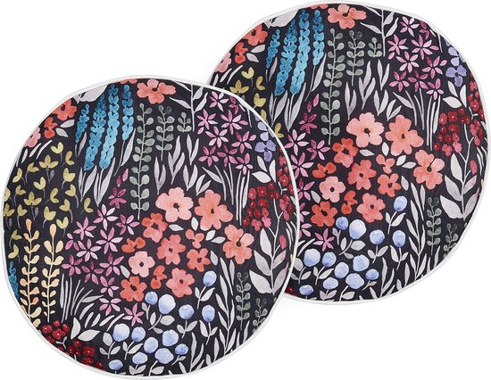 Beliani-CASTELARO-Tuinkussen set van 2-Meerkleurig-⌀ 40 cm-Polyester