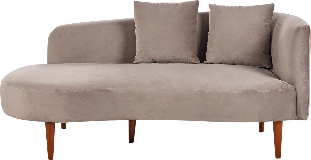 Beliani CHAUMONT - Chaise longue - Taupe - Rechterzijde - Fluweel Beige