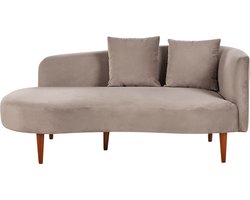 BELIANI CHAUMONT - Chaise longue - Taupe - Rechterzijde - Fluweel