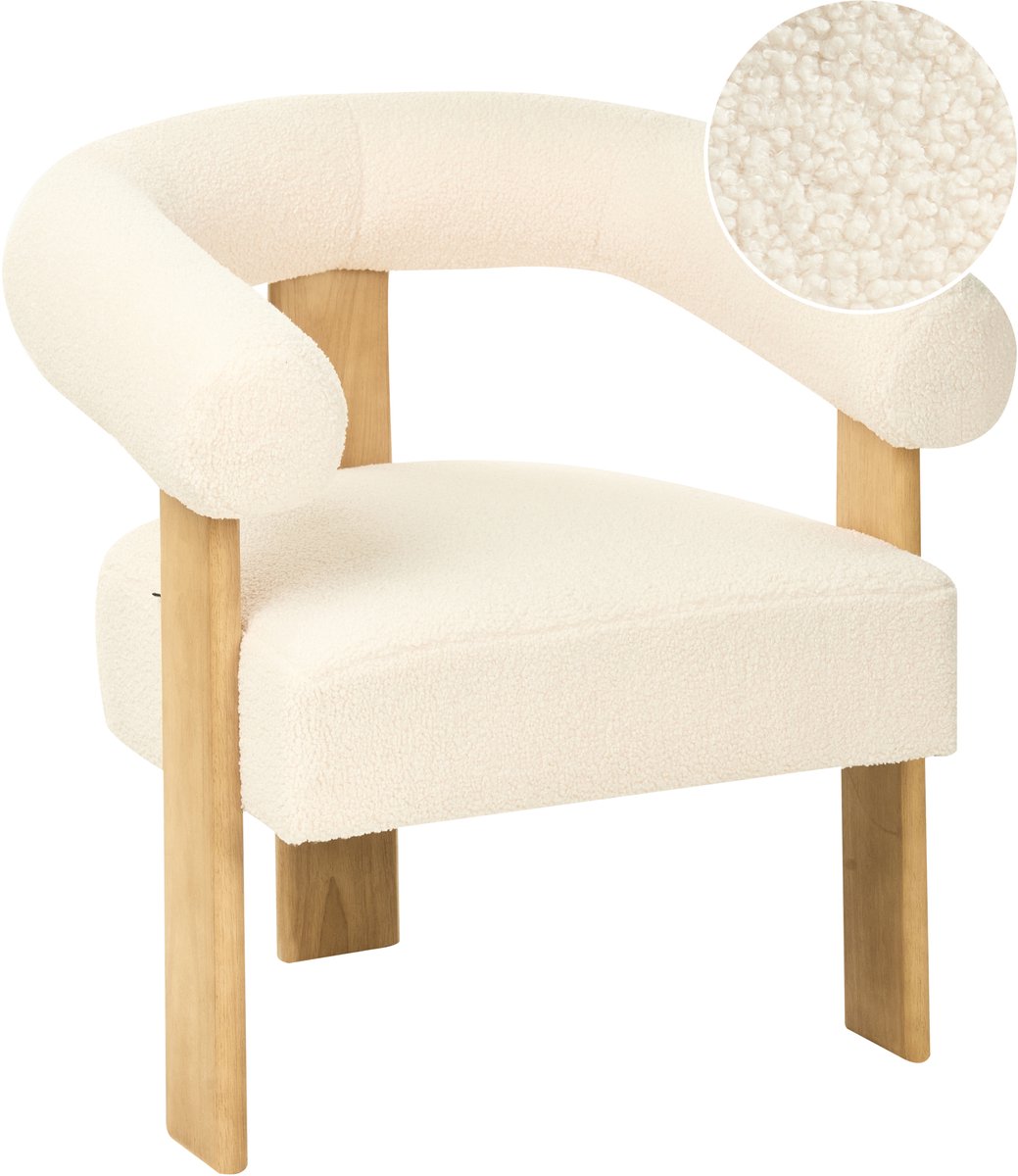 Beliani ILBRO - Fauteuil - Gebroken wit/Lichtbruin - Bouclé
