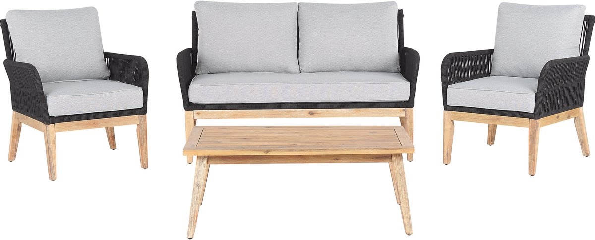 Beliani MERANO - Loungeset voor 4 - Grijs - Acaciahout
