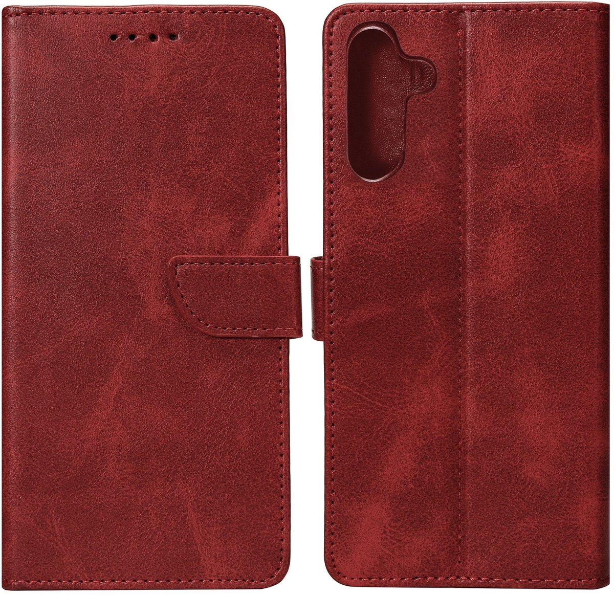 Rixus Bookcase For Samsung Galaxy S25 FE Dark Red