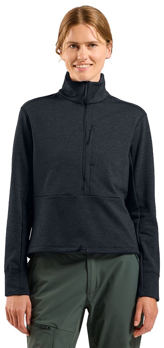 Odlo Grid Fleece Met Halve Rits Vrouw Zwart