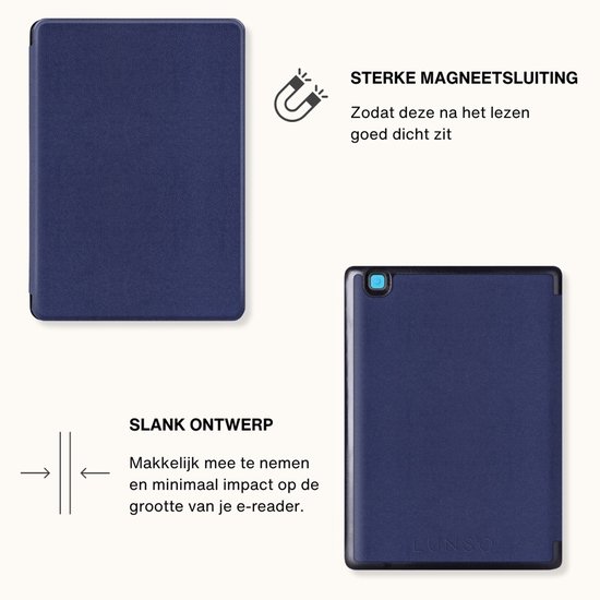 Lunso Geschikt voor Kobo Aura One Slim hard case hoes (7.8 inch) - sleepcover - Donkerblauw van Lunso — afbeelding 5