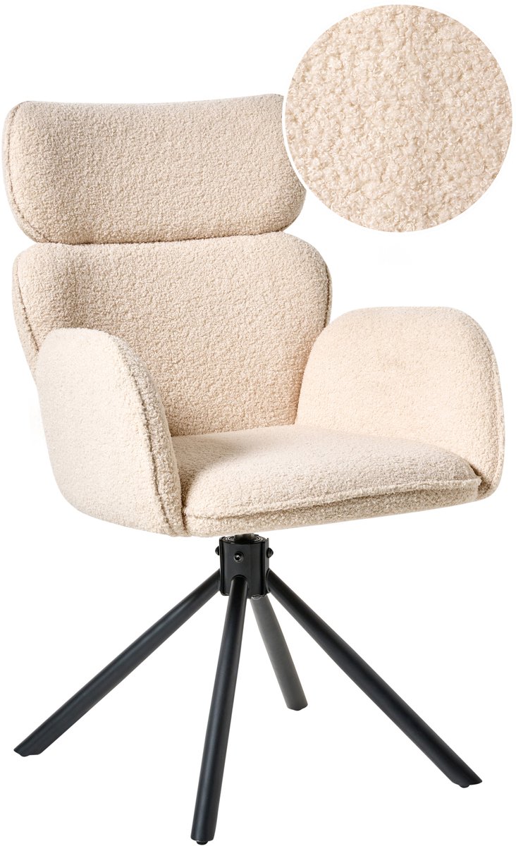 ALENE - Eetkamerstoel - Lichtbeige - Bouclé