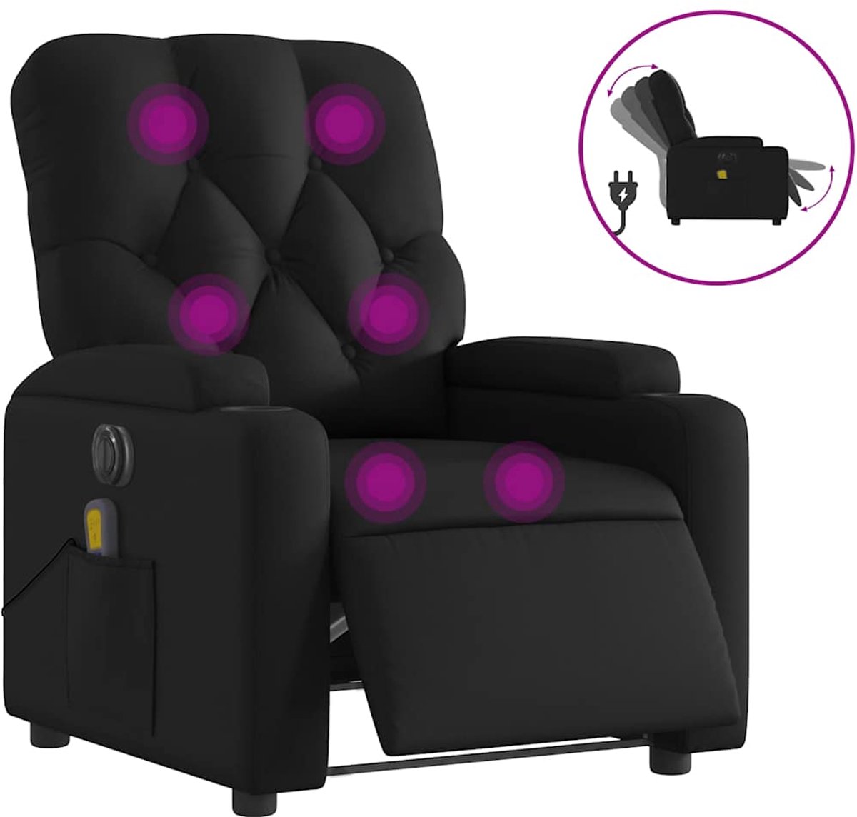 vidaXL Massagestoel - verstelbaar - elektrisch - kunstleer - zwart