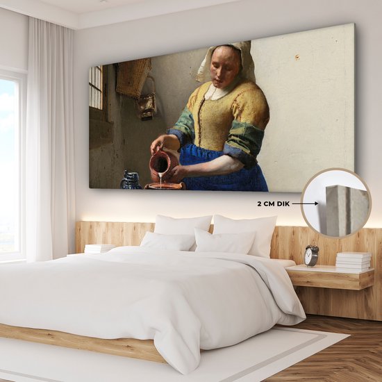 Peinture sur toile 200x100 cm - Décoration murale La Laitière - Peinture de Johannes Vermeer - Décoration murale murale salon - Décoration chambre - Accessoires chambre - Peintures sur toile