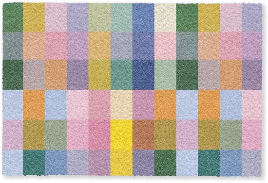 Paillasson 60x40 cm - Tapis d'entrée Blocs - Carré - Motif - Coloré - Tapis d'intérieur - Tapis de nettoyage - Paillassons avec imprimé