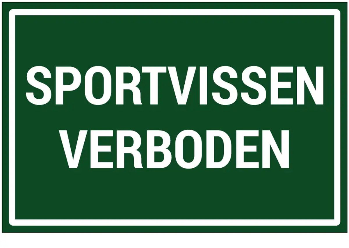 Sportvissen verboden sticker | 30 x 20 cm
