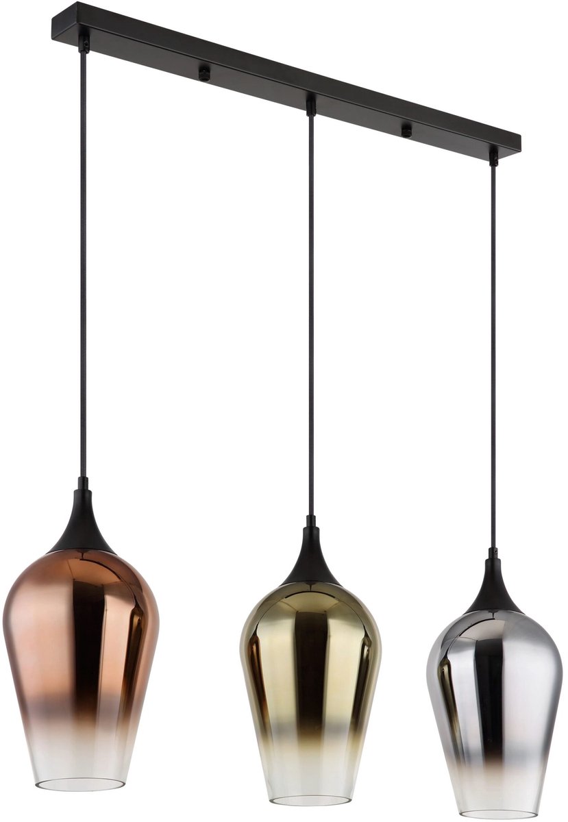Globo - hanglamp - LAVUS - multicolor - glas - grote eettafellamp - E27 - 15552-3H