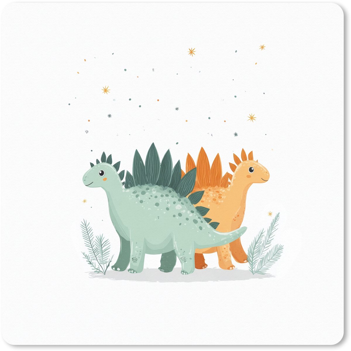 Muismat XXL 80x80 cm - Bureau onderlegger - Bureau mat Planten - Sterren - Dinosaurussen - Oranje - Bureaumat - Gaming mousepad xl - Bureaulegger groot - Computer deskmat