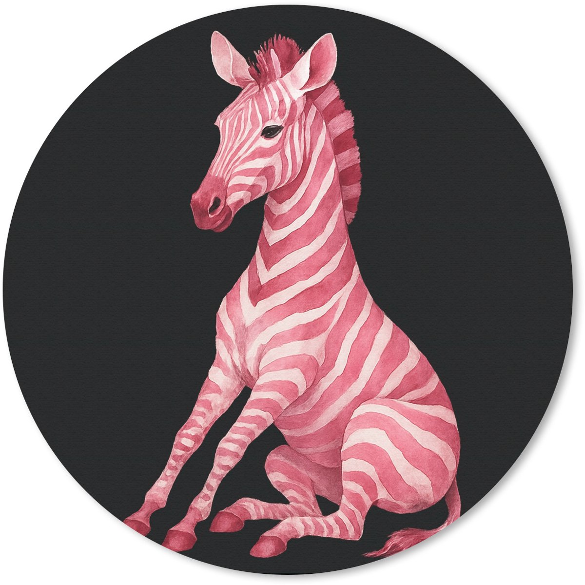 Muismat rond 40x40 cm - Mousepad Zebra - Roze - Gestreept - Ronde muismatten