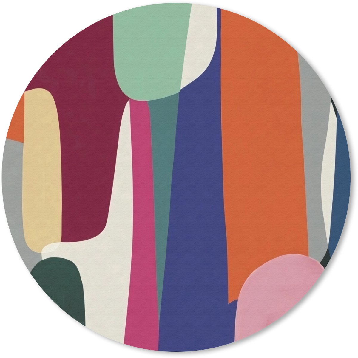 Muismat rond 30x30 cm - Mousepad Vormen - Ritmisch - Kleuren - Abstract - Ronde muismatten