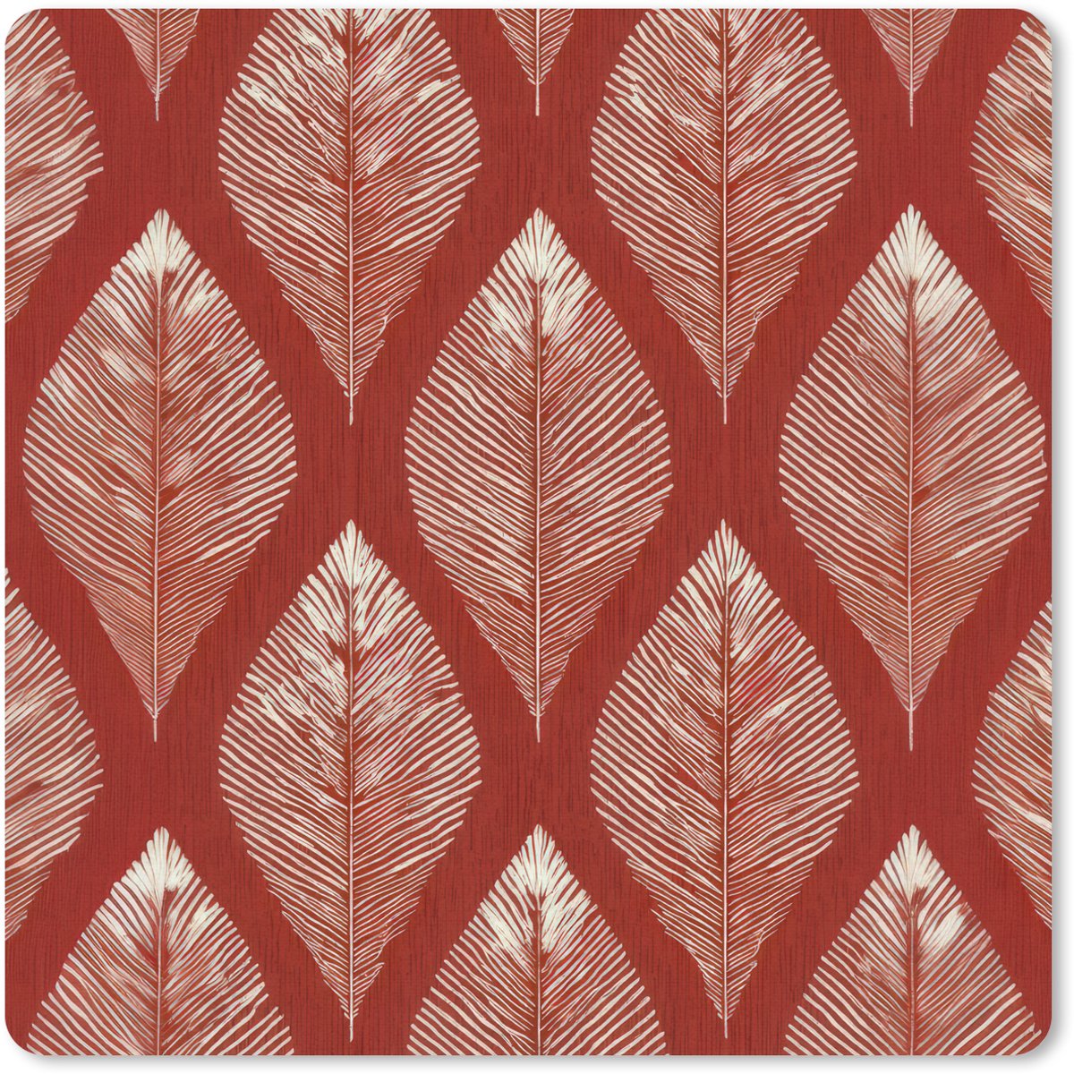 Muismat 20x20 cm - Mousepad Bladeren - Rood - Elegant - Muismatten